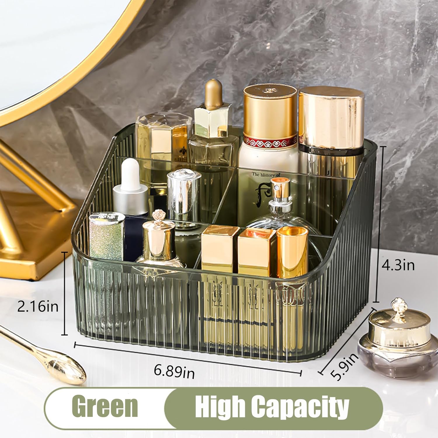 Organizador de maquillaje, caja de almacenamiento de cosméticos, organizador de brochas de maquillaje de gran capacidad, accesorios de tocador,