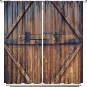 GY Cortinas opacas para dormitorio, puerta de granero de madera, oscurecimiento de habitación, aislamiento térmico, cortinas de tratamiento de GY Cortinas opacas para dormitorio, puerta de granero de madera, oscurecimiento de habitación, aislamiento térmico, cortinas de tratamiento de