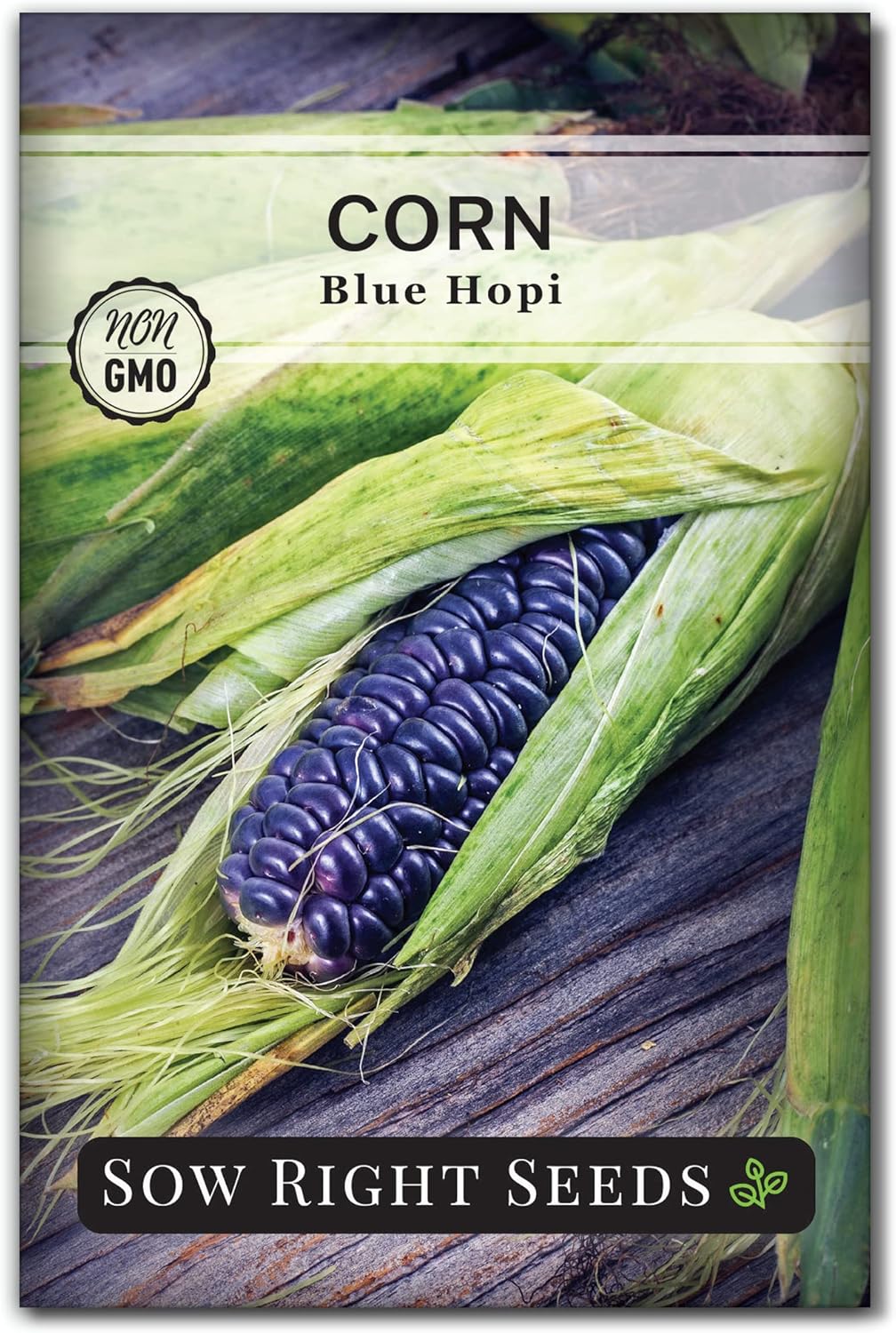 Sow Right Seeds – Colección de semillas de maíz raras para plantar – Variedades de palomitas de maíz, hopi azul y nogal blanco King – Paquetes de