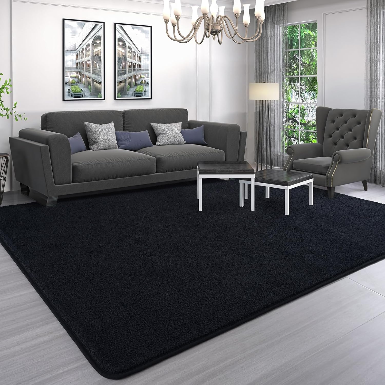 AROGAN Alfombra moderna de pelo largo para sala de estar, alfombras lavables de 5 x 7 pies, para dormitorio, para interiores, alfombras de espuma