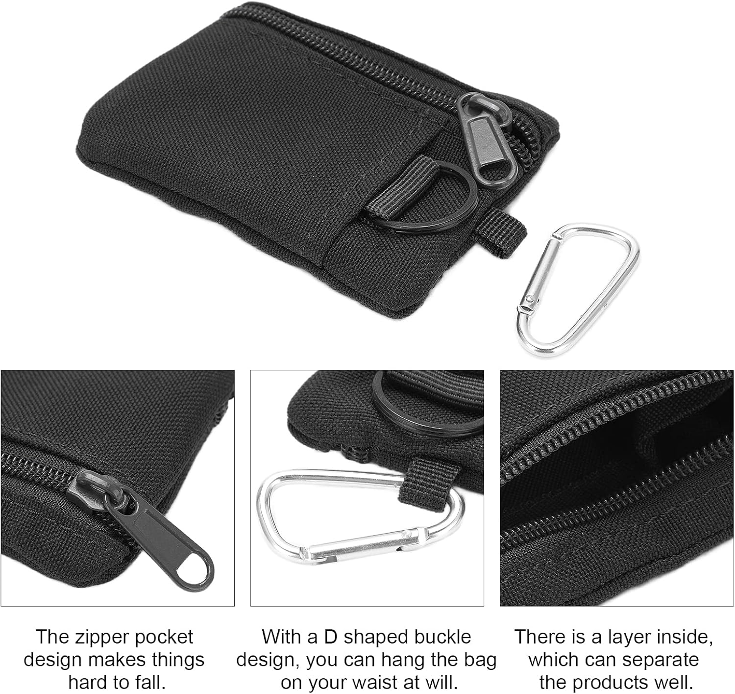 FILFEEL Molle – Bolsa con mosquetón, bolsa Molle EDC al aire libre, mini funda portátil para tarjetas de llaves, bolsa EDC, monedero, mochila de