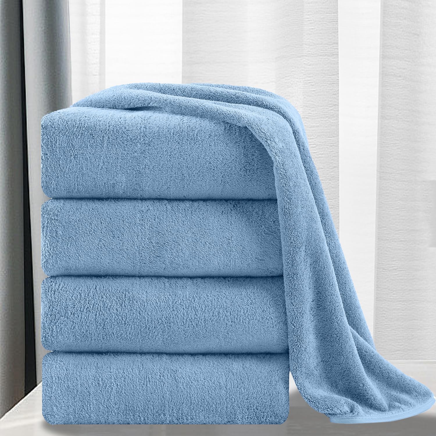 MINCHI Juego de 4 toallas de baño de gran tamaño, ultra suaves y absorbentes, para el hogar y el hotel, toalla de baño de gran tamaño, toallas de