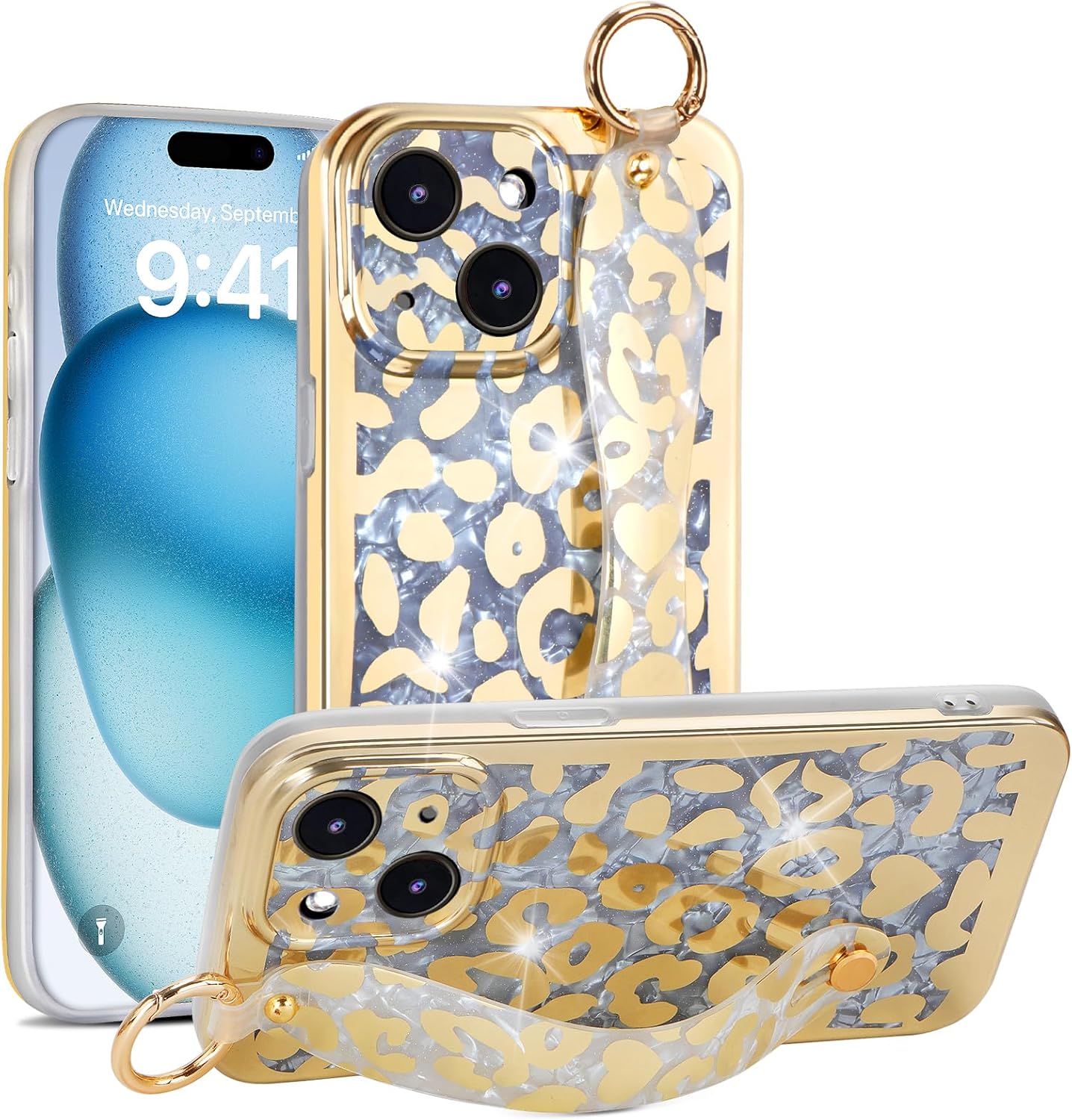 Funda para iPhone 14 Plus con función atril para Apple iPhone 14 Plus de 6.7 pulgadas (patrón de piel de leopardo)