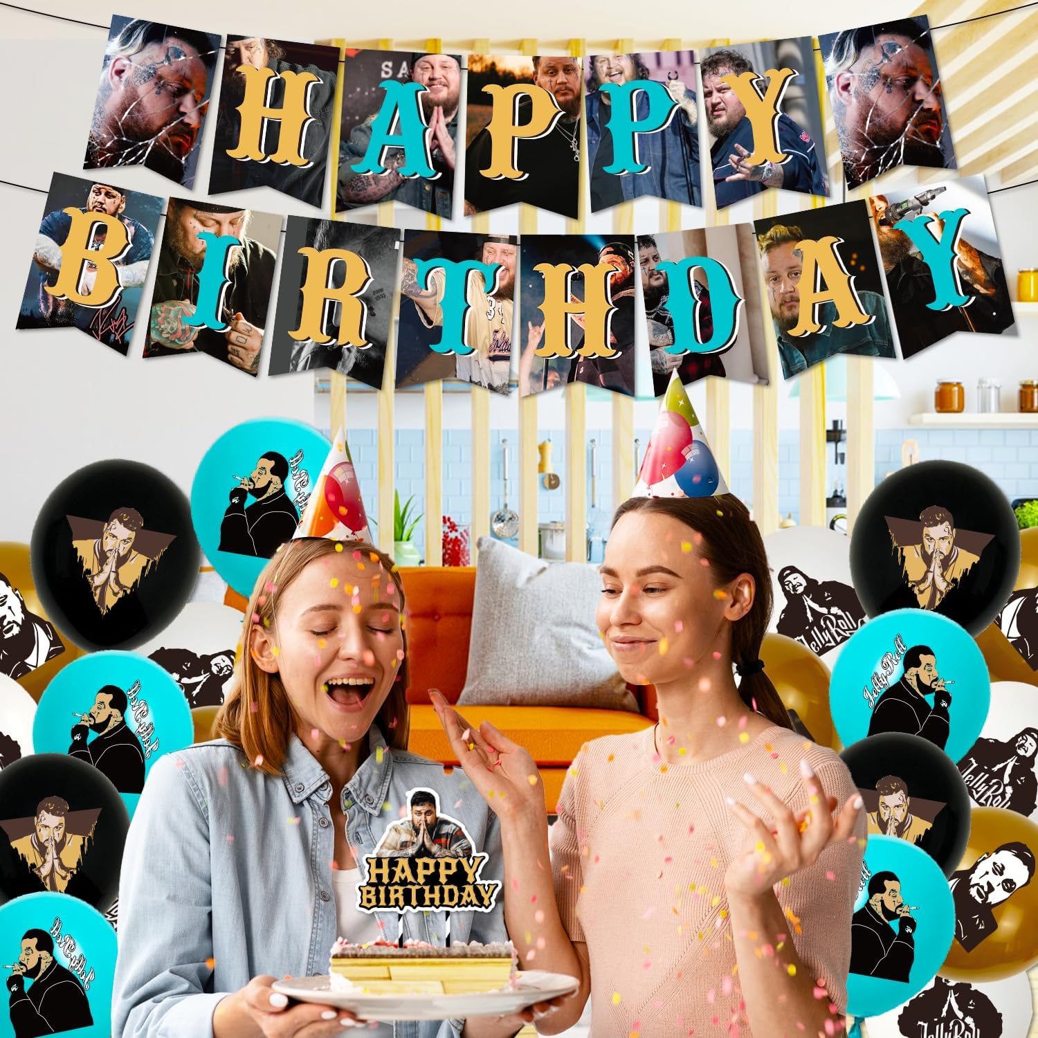 Jelly Great Roll Singer – Decoración de fiesta de cumpleaños, suministros de fiesta temática musical con pancarta, adornos para pasteles y globos de