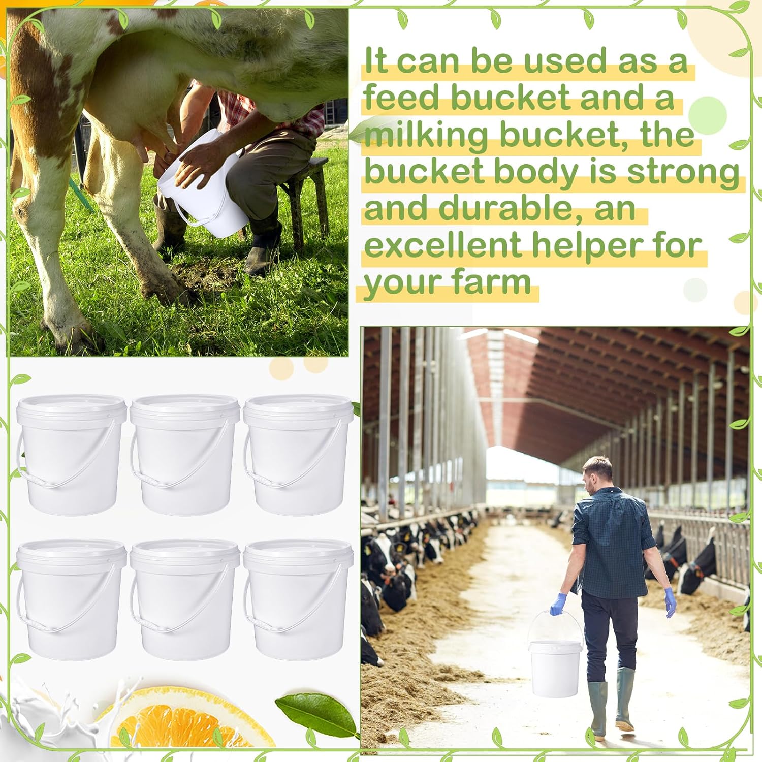 16 cubos de plástico blanco de 1 galón con asa y tapa, confiable, resistente, contenedor seguro para alimentos, para almacenamiento multiusos,