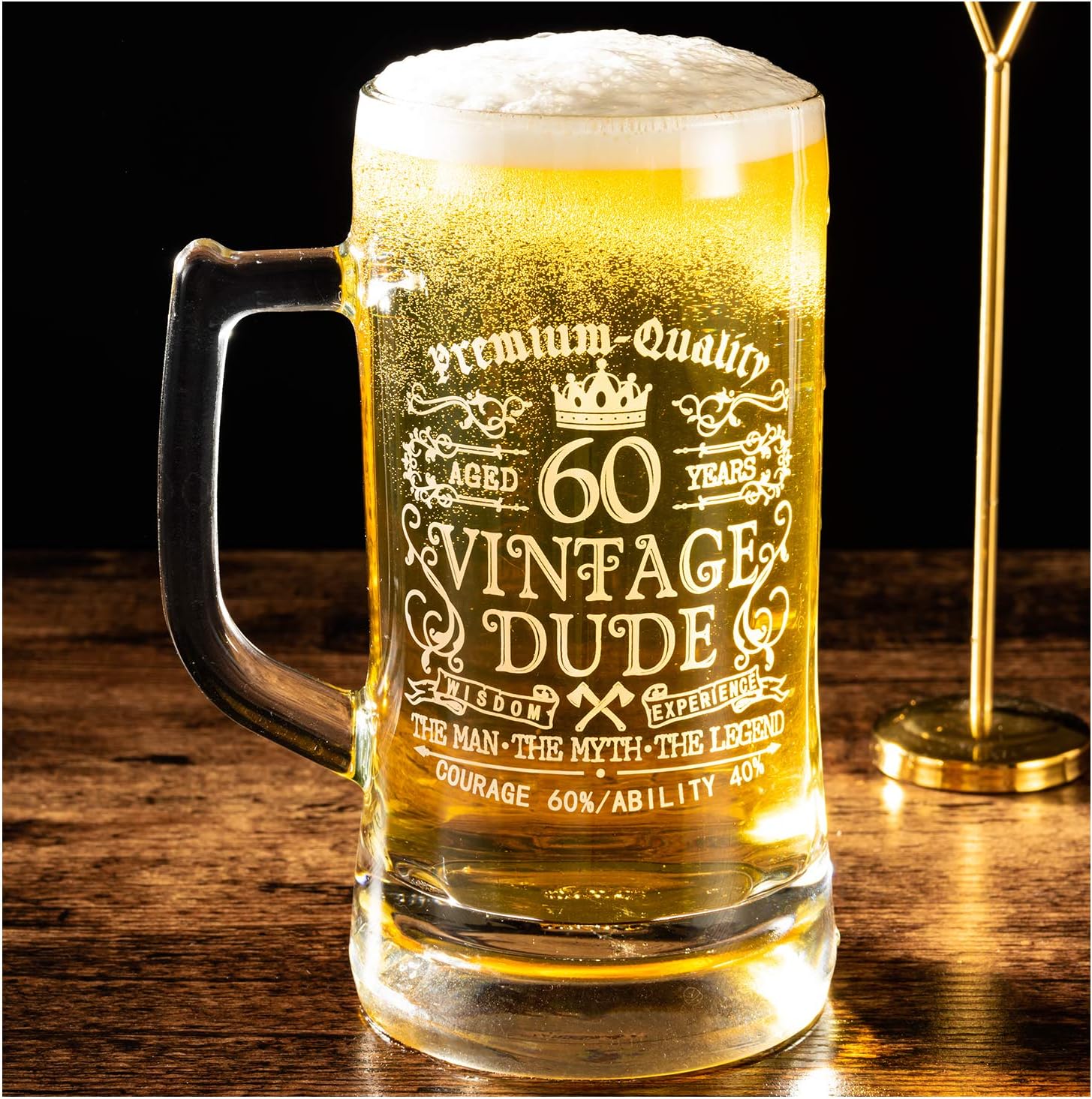 Crisky Taza de cerveza vintage de 60 cumpleaños para hombres de 60 años, regalo de 21 onzas, vaso de cerveza de cumpleaños para él, marido, padre,