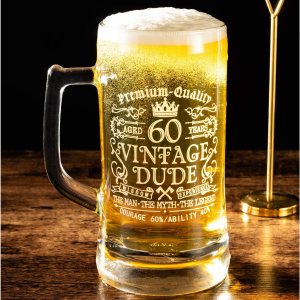 Crisky Taza de cerveza vintage de 60 cumpleaños para hombres de 60 años, regalo de 21 onzas, vaso de cerveza de cumpleaños para él, marido, padre, Crisky Taza de cerveza vintage de 60 cumpleaños para hombres de 60 años, regalo de 21 onzas, vaso de cerveza de cumpleaños para él, marido, padre,