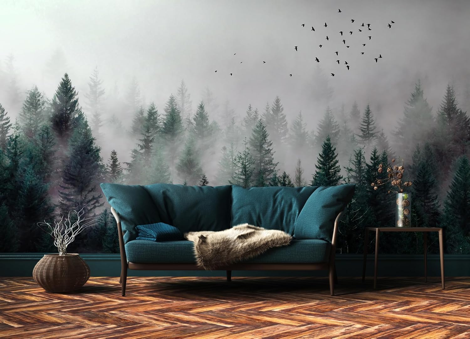 Murwall Dark Forest Wallpaper Misty Jungle Wall Mural Landscape Wall Print Rustic Home Decor Cafe Design Living Room Bedroom