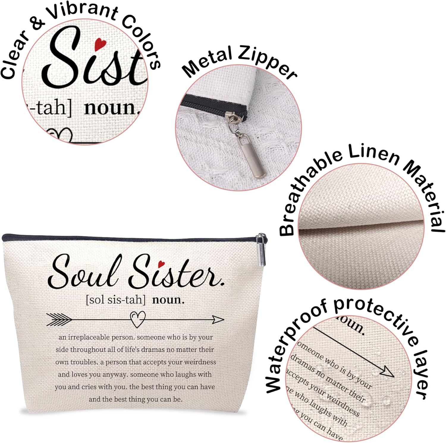 Bolsa de maquillaje personalizada para mujeres, regalo alentador para viajes, cumpleaños, amigos, profesores, graduaciones y Navidad, ideal para uso