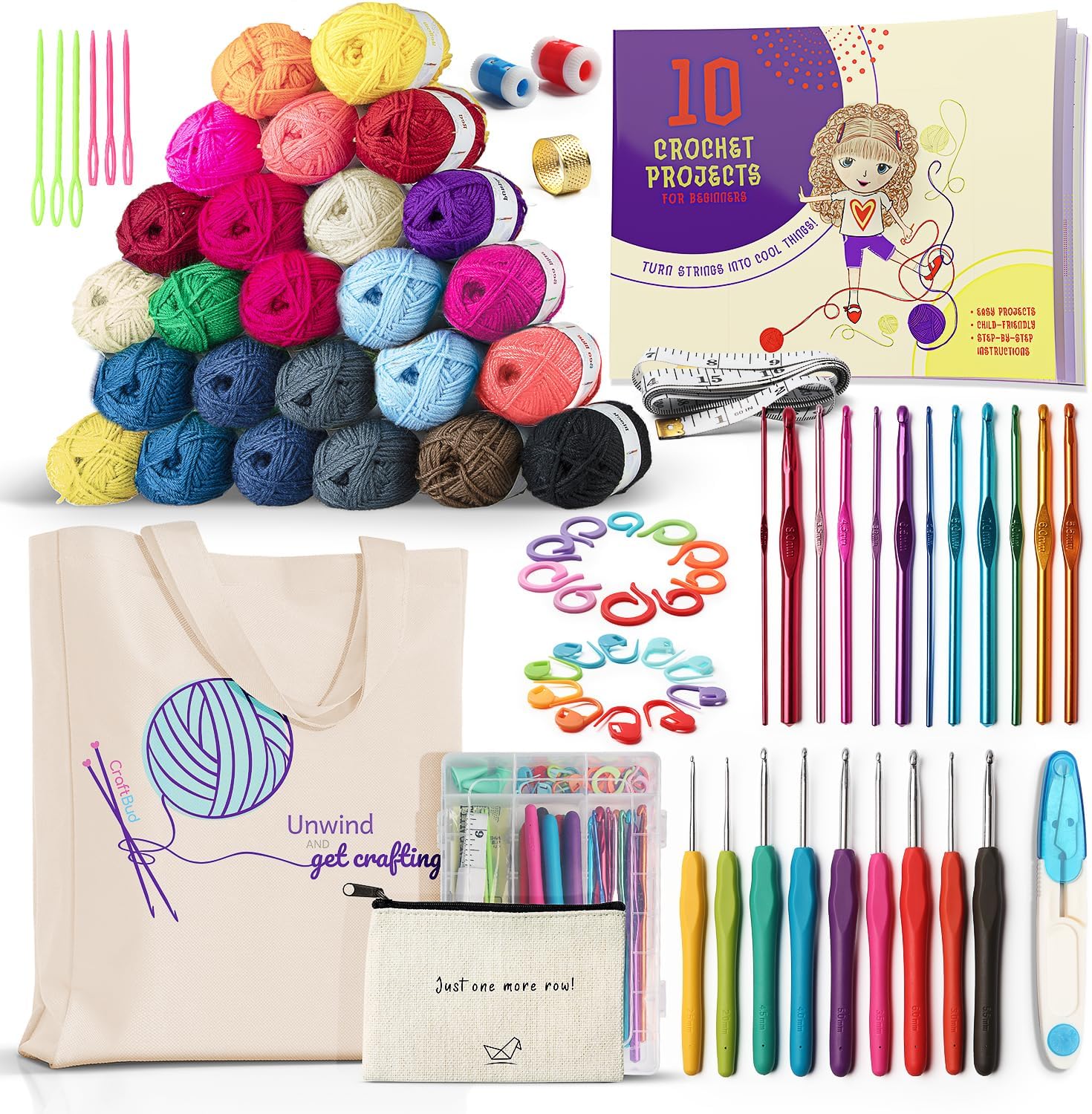 Kit de ganchillo para principiantes y adultos, kit de ganchillo para principiantes para adultos y niños, juego de ganchillo de 80 piezas con guía