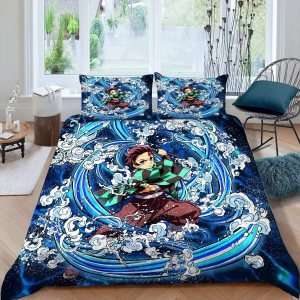Juego de funda de edredón de anime japonés, tamaño matrimonial, funda de edredón de flujo constante Kamado Tanjiro para adolescentes y niñas, Juego de funda de edredón de anime japonés, tamaño matrimonial, funda de edredón de flujo constante Kamado Tanjiro para adolescentes y niñas,