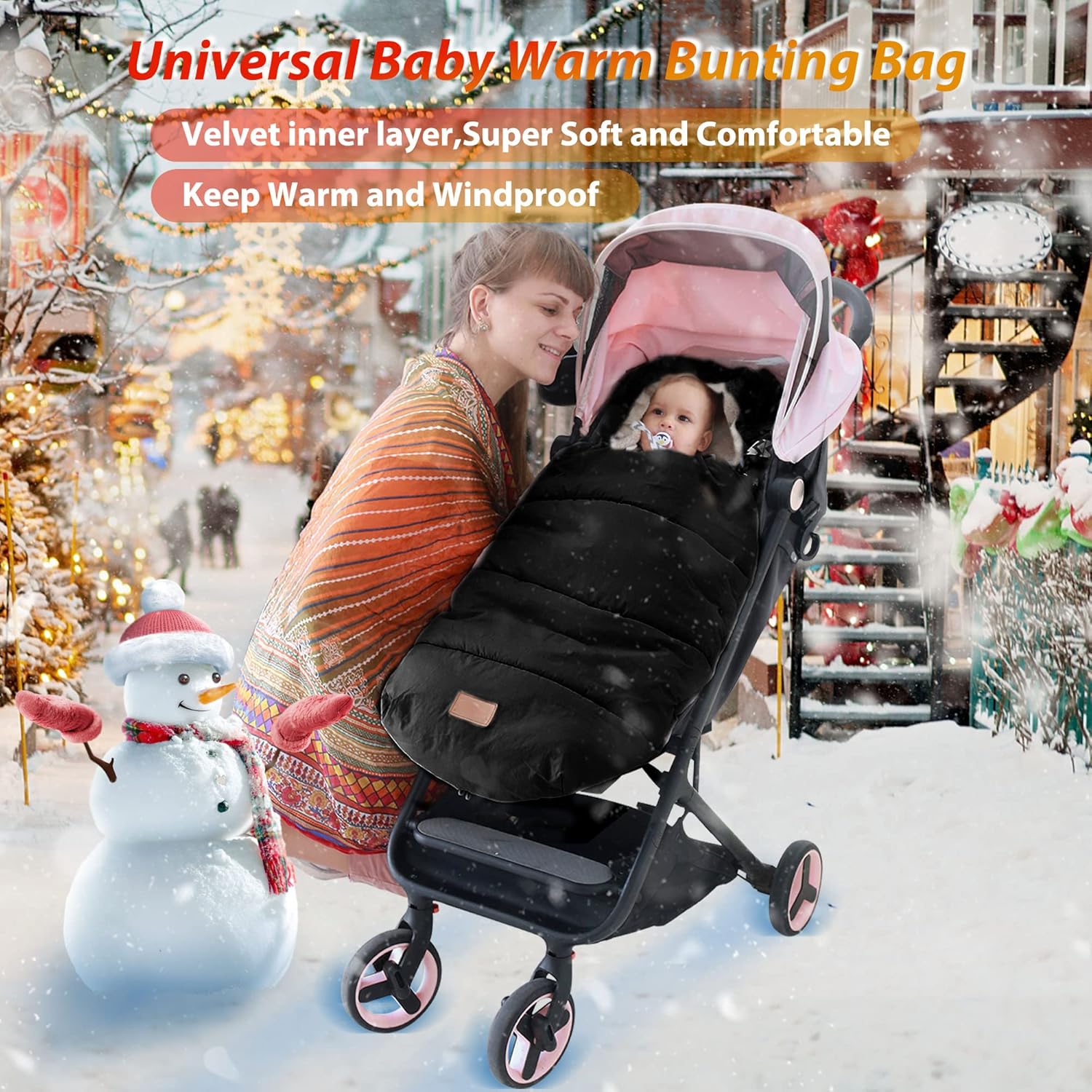 LAT – Saco de dormir para bebé, cálido, universal, saco de dormir para cochecito para clima frío, saco impermeable para niños pequeños (desmontable,