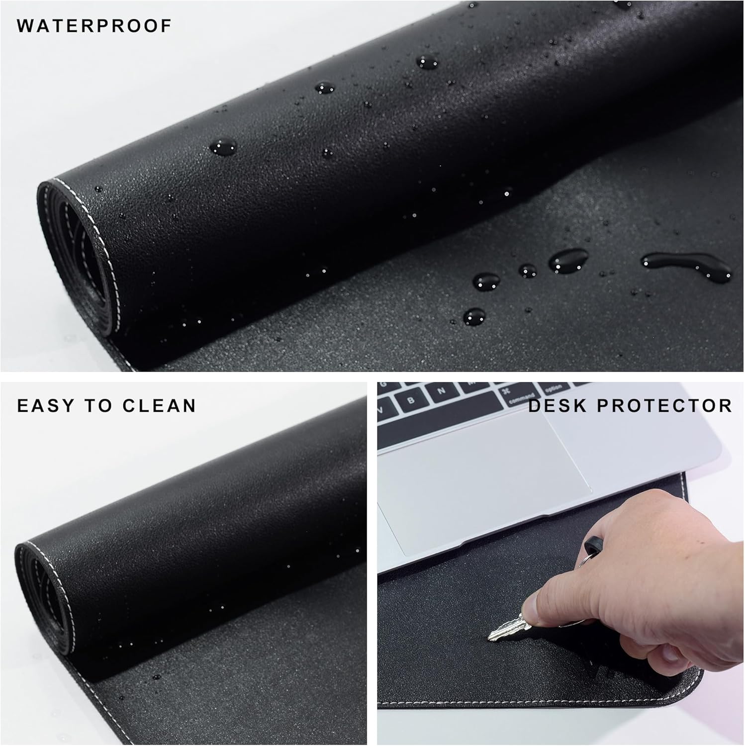 Tapete de escritorio de cuero, 59 x 27.6 pulgadas, de doble cara, impermeable, extra grande, tapete de escritorio sobre escritorios para el hogar u