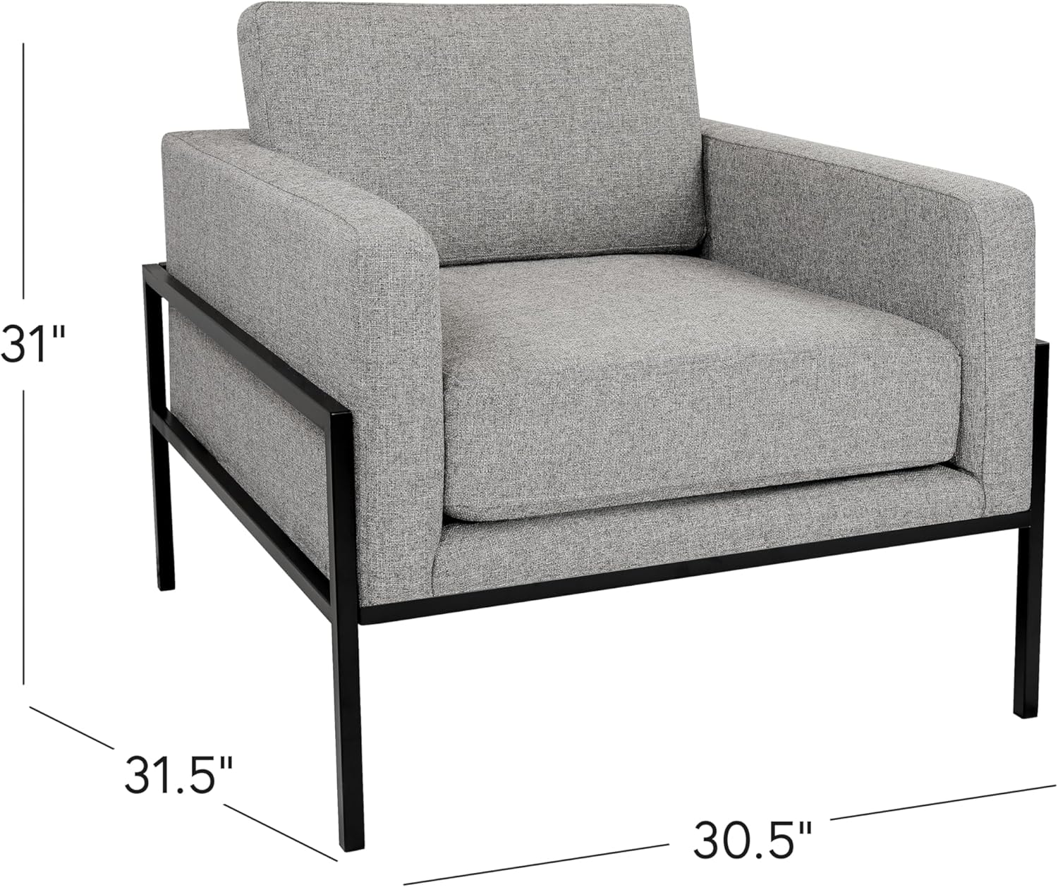 HomePop Silla decorativa moderna con marco de metal, decoración del hogar, sillas decorativas para sala de estar y dormitorio, tejido gris sostenible