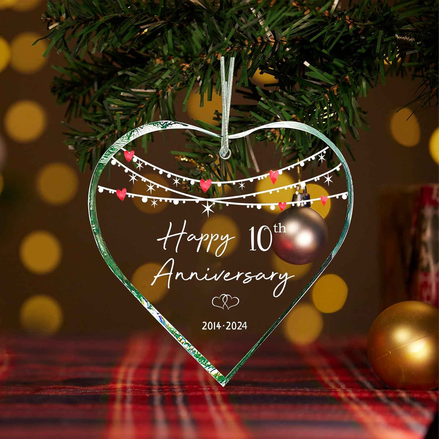 ZUNON Decoración de boda de 1 año para pareja para pareja 2024, decoración de boda para esposa o marido, adorno de 3 pulgadas (1er aniversario)
