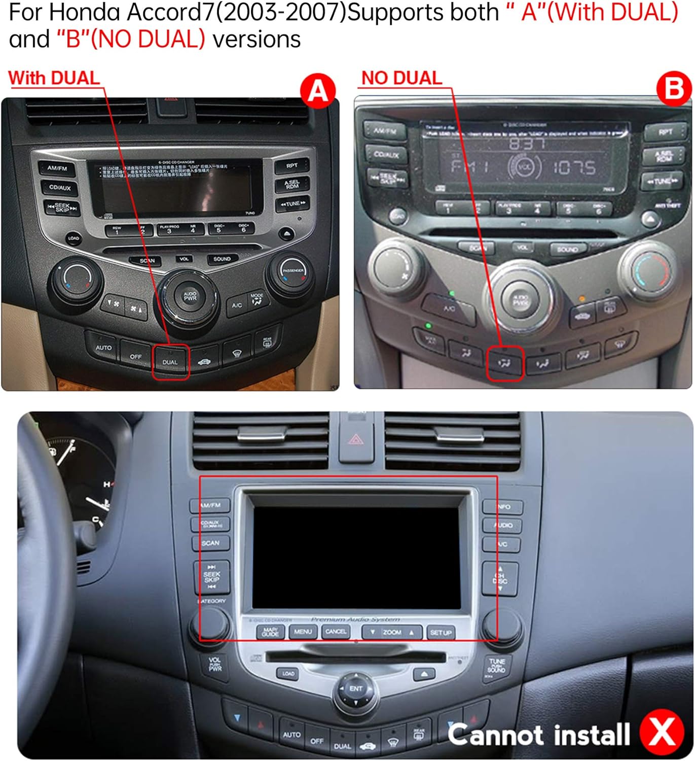 4+64 GB, Android 11 estéreo de coche para Honda Accord 7th 2003 2004 2005 2006 2007, 8-Core 10.1 pulgadas pantalla táctil actualización reproductor