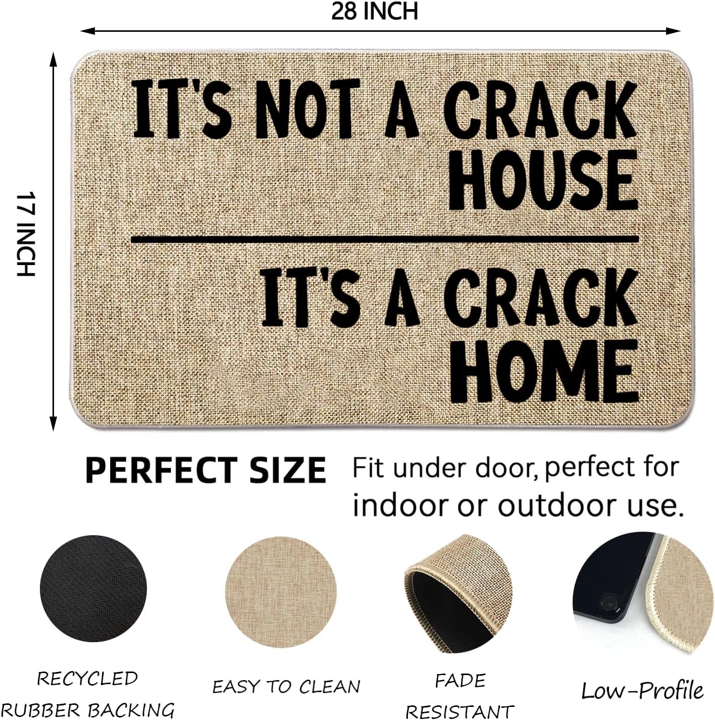 Tapete de bienvenida de granja para puerta delantera, con texto en inglés “It’s Not A Crack House”, divertido tapete de entrada de goma