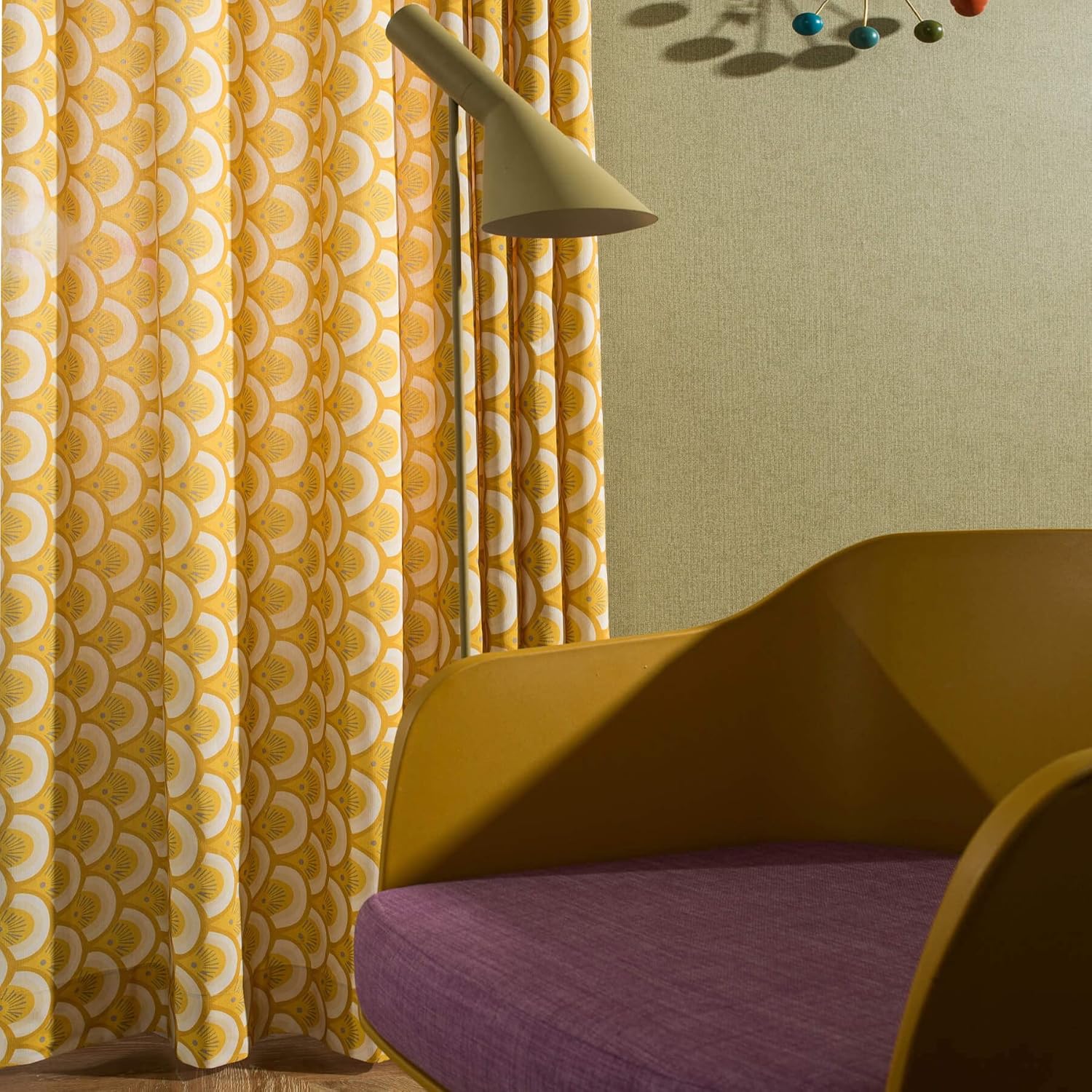 VOGOL Cortinas de ventana con ojales para dormitorio y sala de estar, juego de 2 paneles, 52 x 96 pulgadas, cortinas bohemias blancas y amarillas