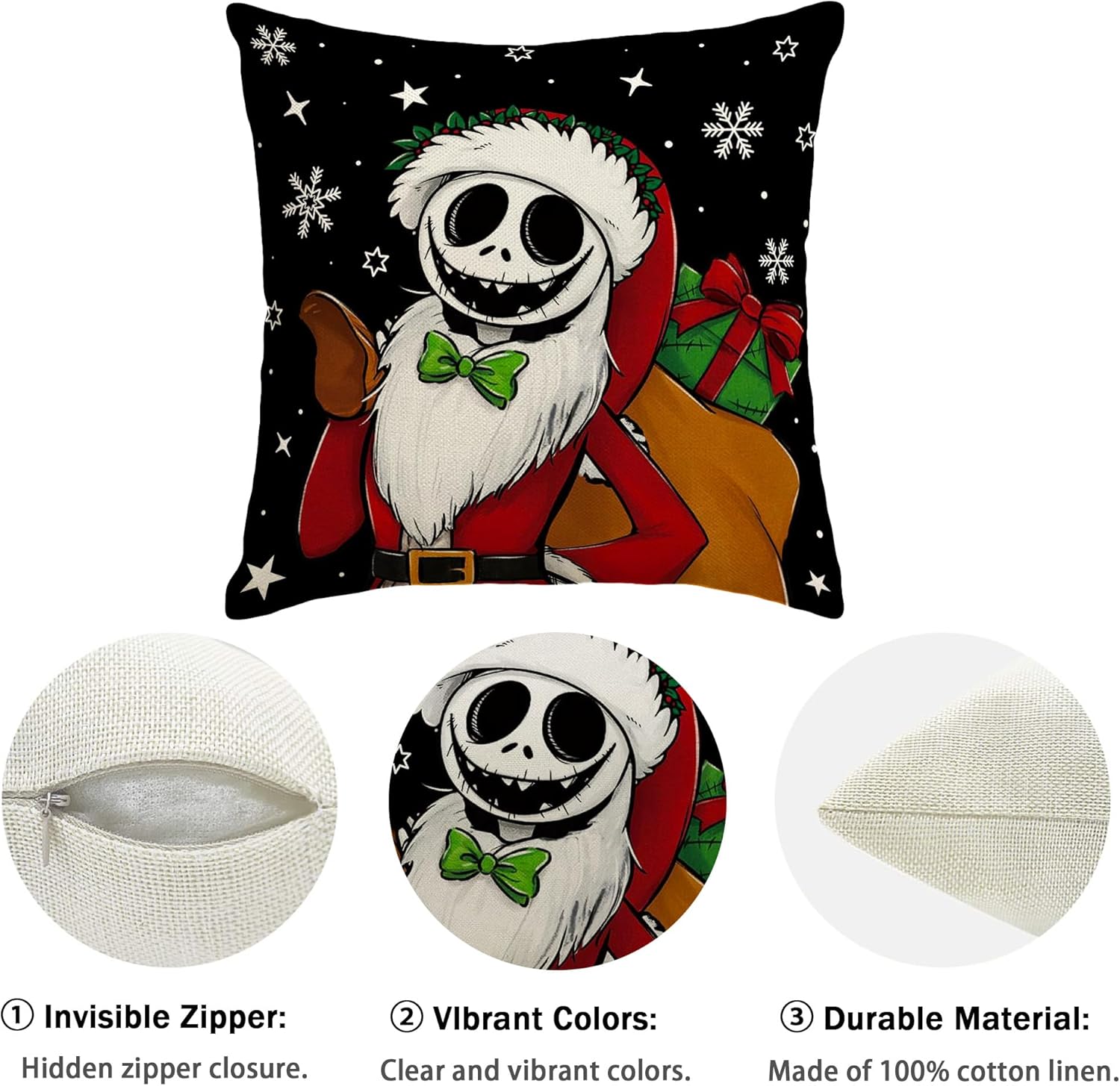 Funda de almohada de Navidad de El extraño mundo de Jack y Sally, decoración navideña para el hogar, fiesta, sofá, dormitorio
