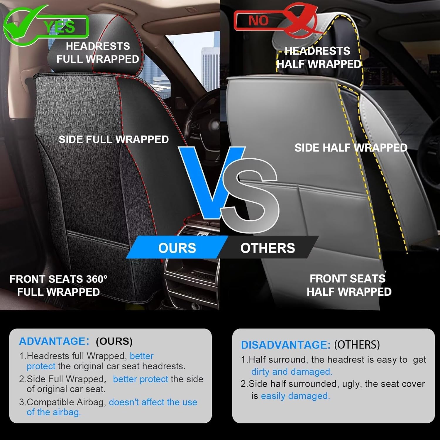 2 fundas de asiento delantero de automóvil para Mazda CX-5 2013-2024, funda de asiento de piel sintética, impermeable, protector de cojín de asiento
