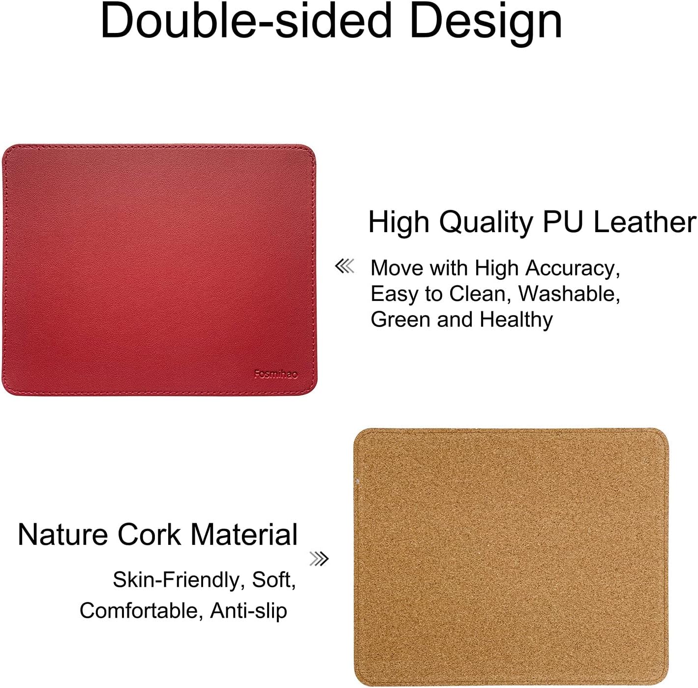 Alfombrilla de mouse de cuero, alfombrilla de mouse de madera, alfombrilla de mouse de doble cara con borde cosido, alfombrilla de mouse ultra fina