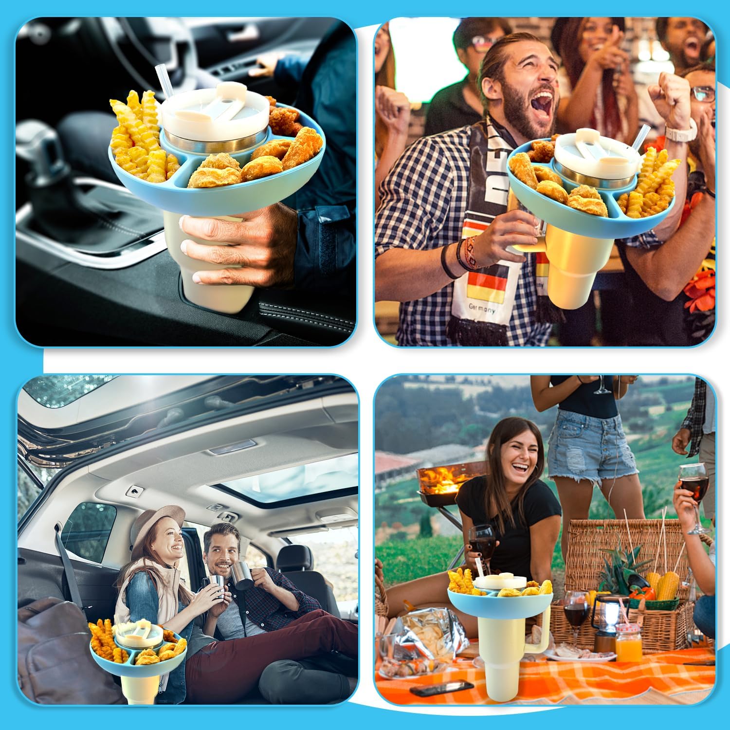 BELL BEAR Tazón para aperitivos Stanley de 40 onzas con asa, bandeja de aperitivos compatible con Stanley Cup de 40 onzas con asa, anillo