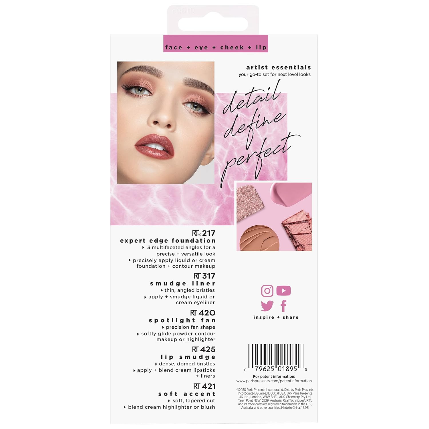 Real Techniques Artist Essentials – Juego de brochas de maquillaje, para base, rubor, iluminador, sombra de ojos y delineador, herramientas de
