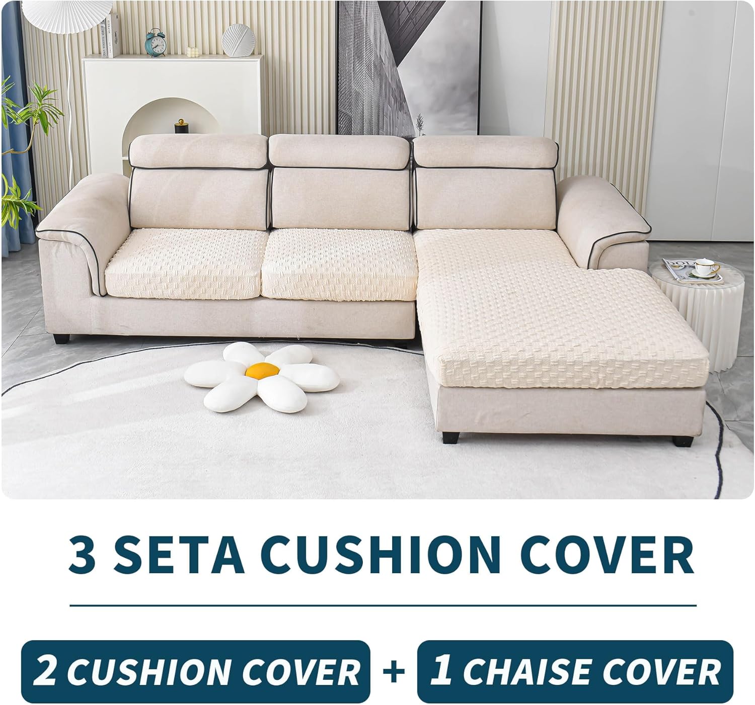 LUFEIJIASHI Fundas impermeables para sofá modular en forma de L, fundas de cojín para sofá seccional, fundas elásticas para sofá seccional,