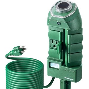 DEWENWILS Temporizador de regleta de alimentación para exteriores con fotocélula, temporizador de estaca de patio del atardecer al amanecer, DEWENWILS Temporizador de regleta de alimentación para exteriores con fotocélula, temporizador de estaca de patio del atardecer al amanecer,