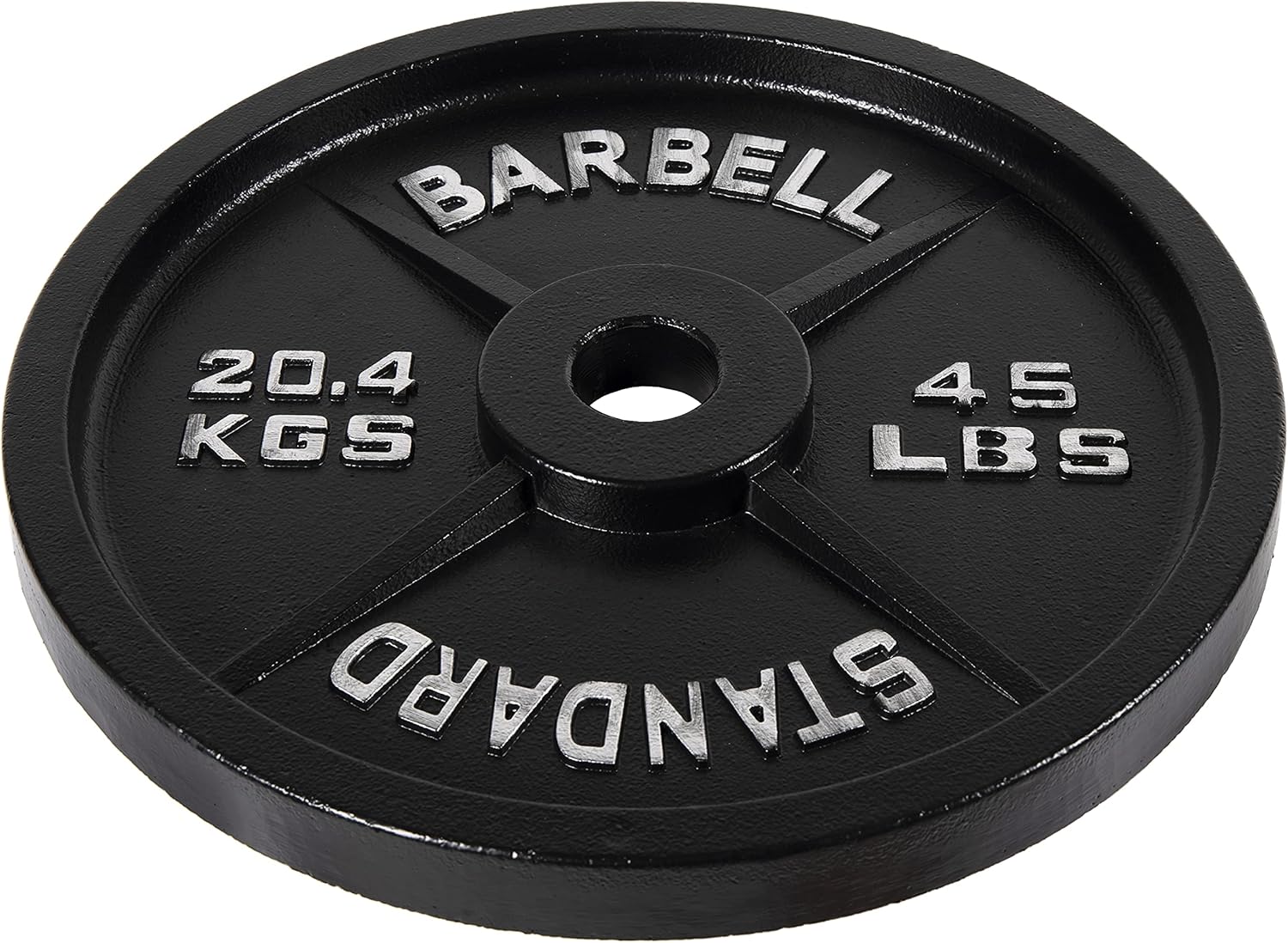 Signature Fitness Placa de peso de hierro fundido para entrenamiento de fuerza y levantamiento de pesas, estándar u olímpico, varios tamaños