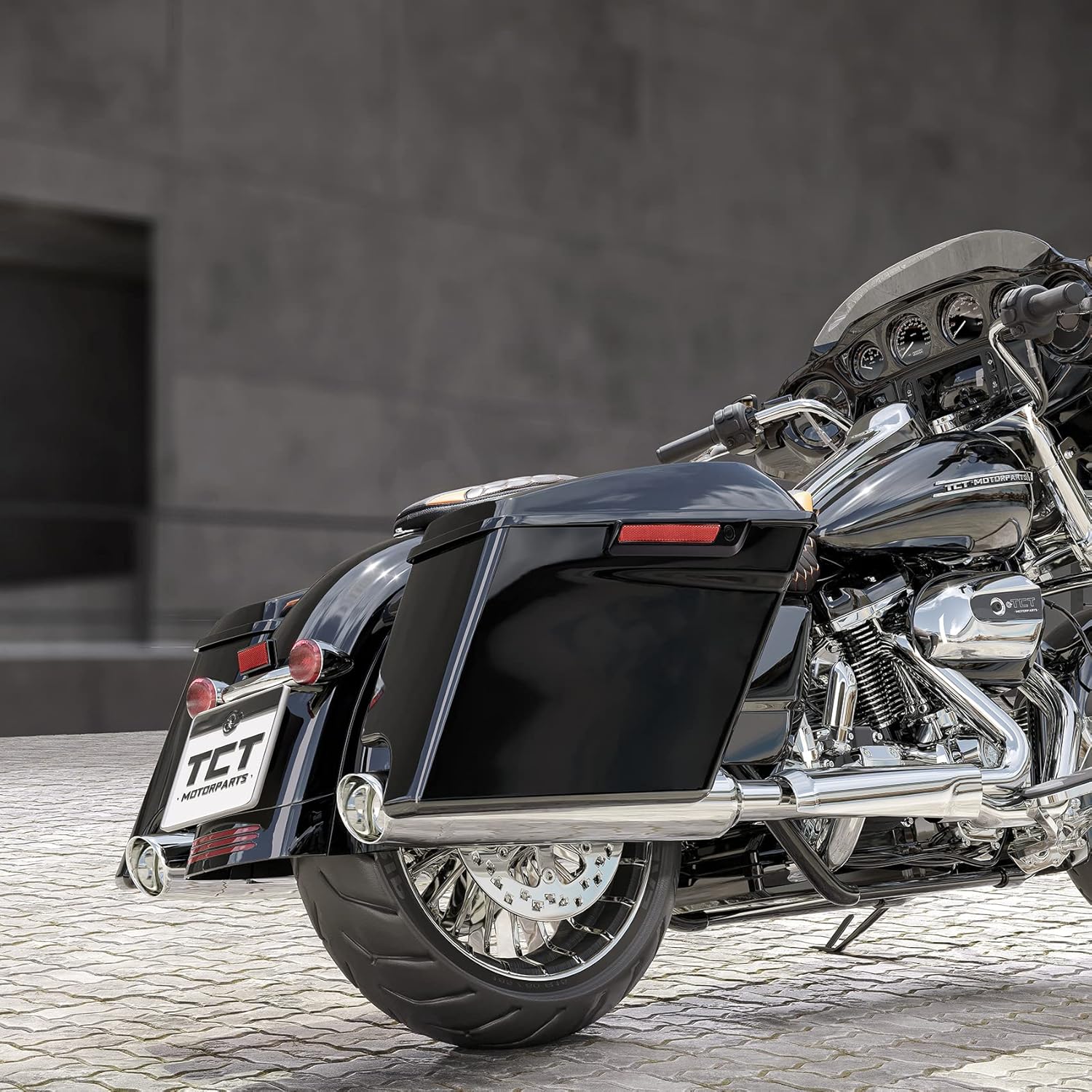 TCT-MOTORPARTS Alforjas rígidas extendidas de 5 pulgadas con pestillo negro para Harley-Davidson Touring FLT, FLHT, FLHTCU, FLHRC, Road King, Road