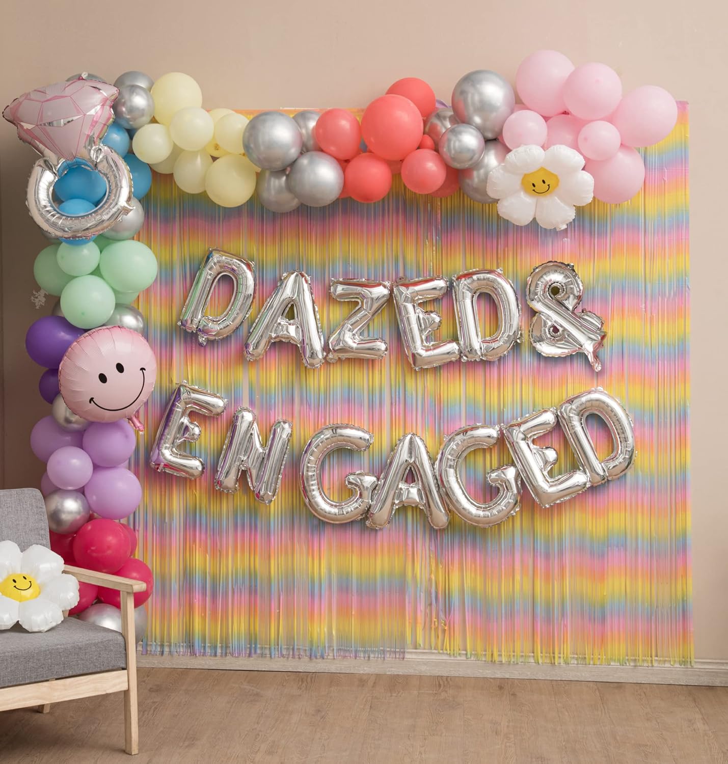 Decoraciones de despedida de soltera aturdida y comprometida, decoraciones para despedida de soltera retro I Incluye globo aturdido y comprometido