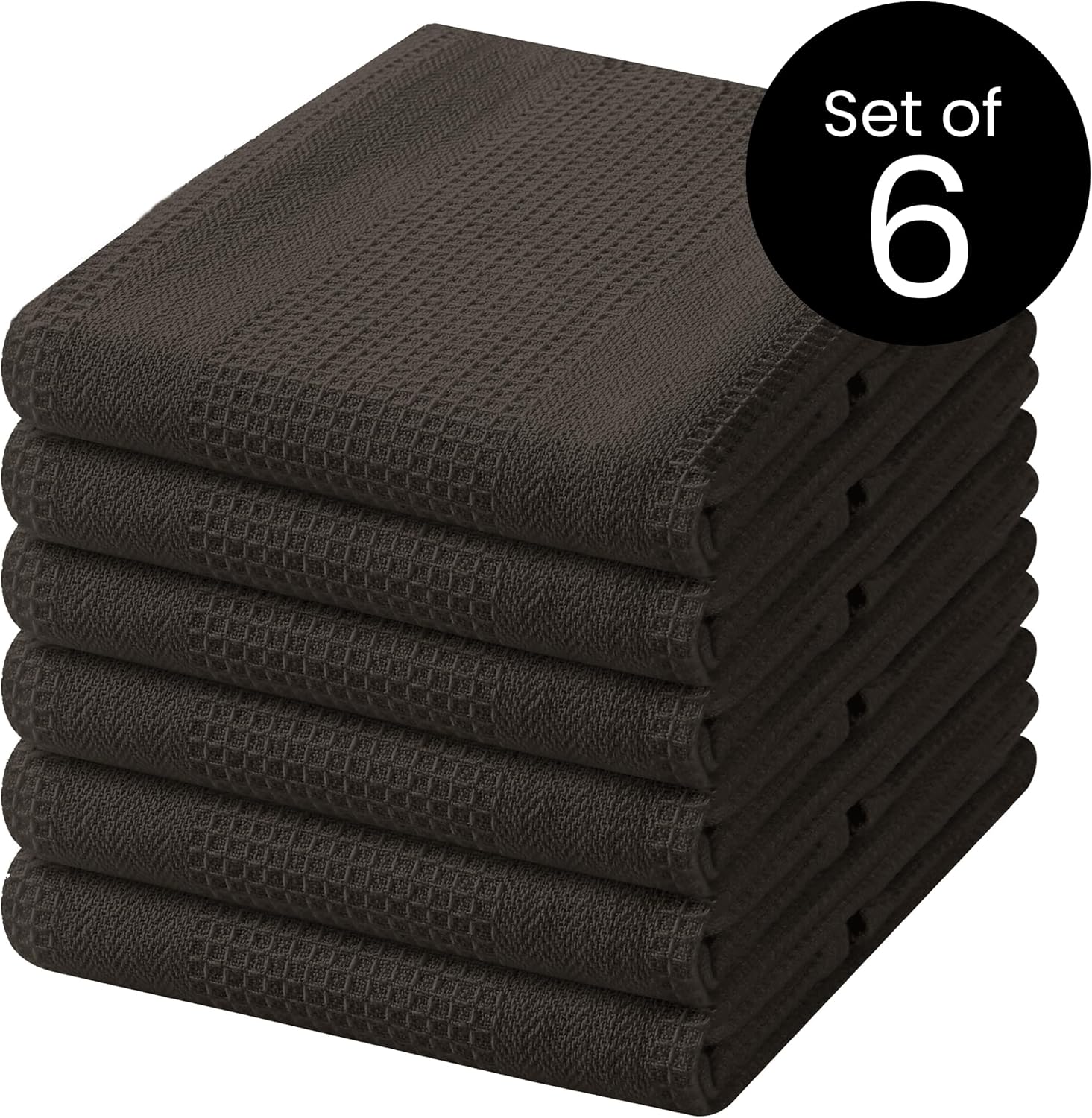 Juego de 6 toallas de cocina de punto gofre, paquete de 6 paños de cocina de algodón para secar platos de 16 x 28 pulgadas, toallas de mano de