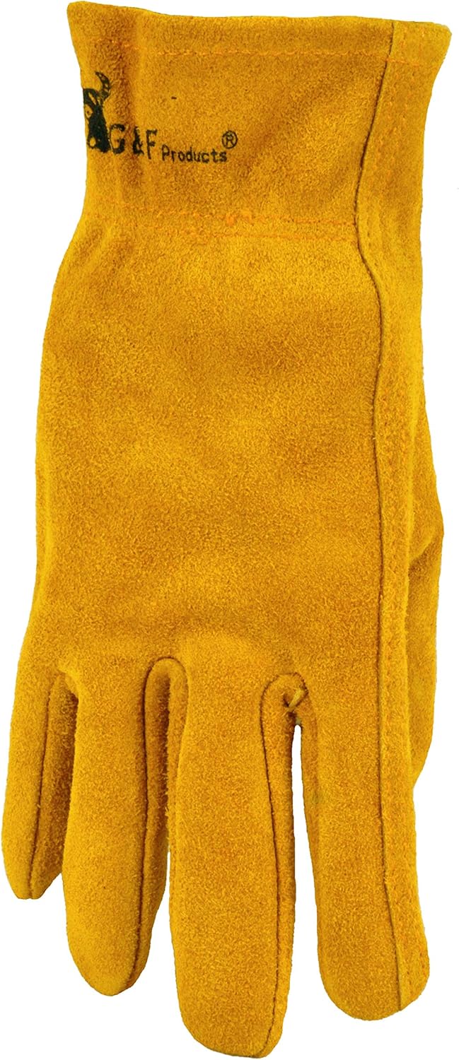 G & F Products Kids Genuine Leather Work Gloves, Kids Garden Gloves