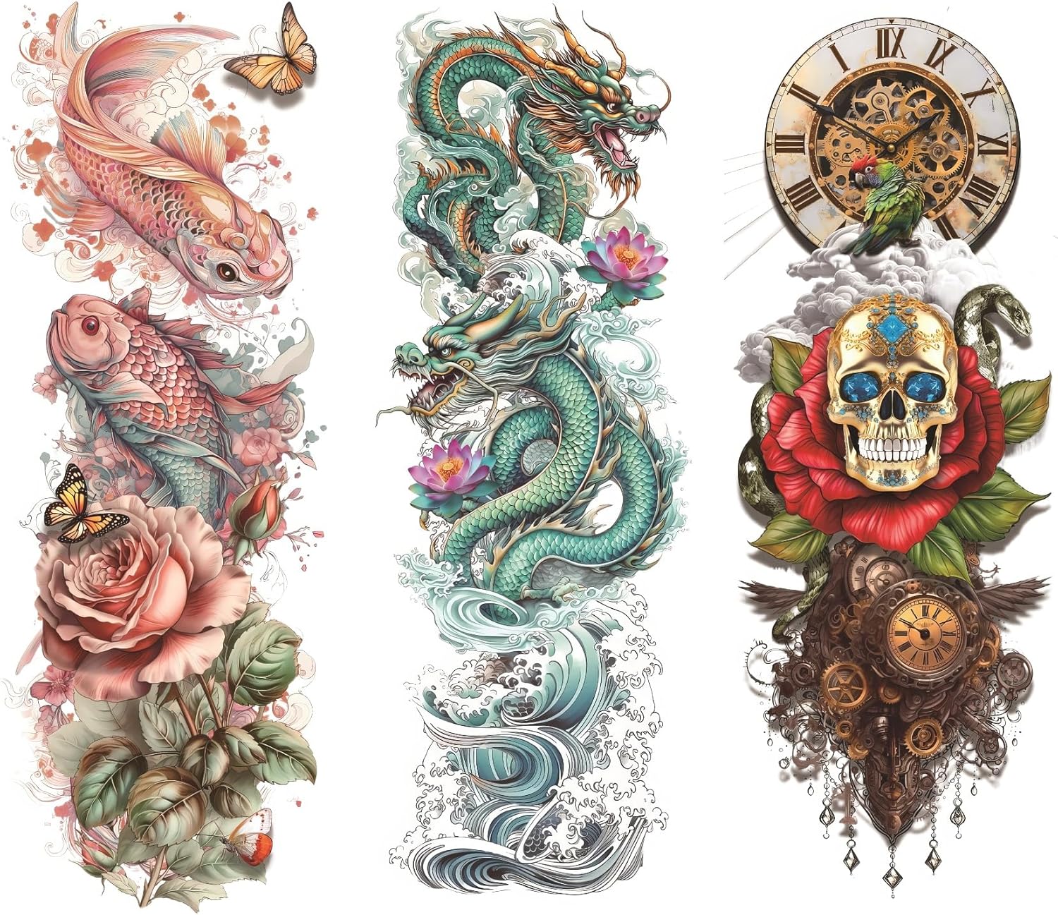 NaNzu Tatuajes temporales de manga completa para mujer, impermeable y de larga duración, diseño de tatuajes de manga completa