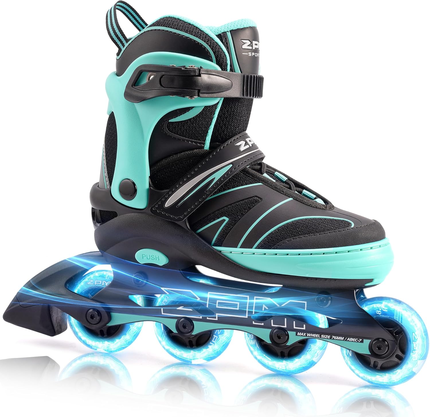 2PM SPORTS Patines en línea ajustables para niños de 4 a 12 años, patines Inlie para niñas y niños de 5 a 8 a 12 años con ruedas de luz completa,