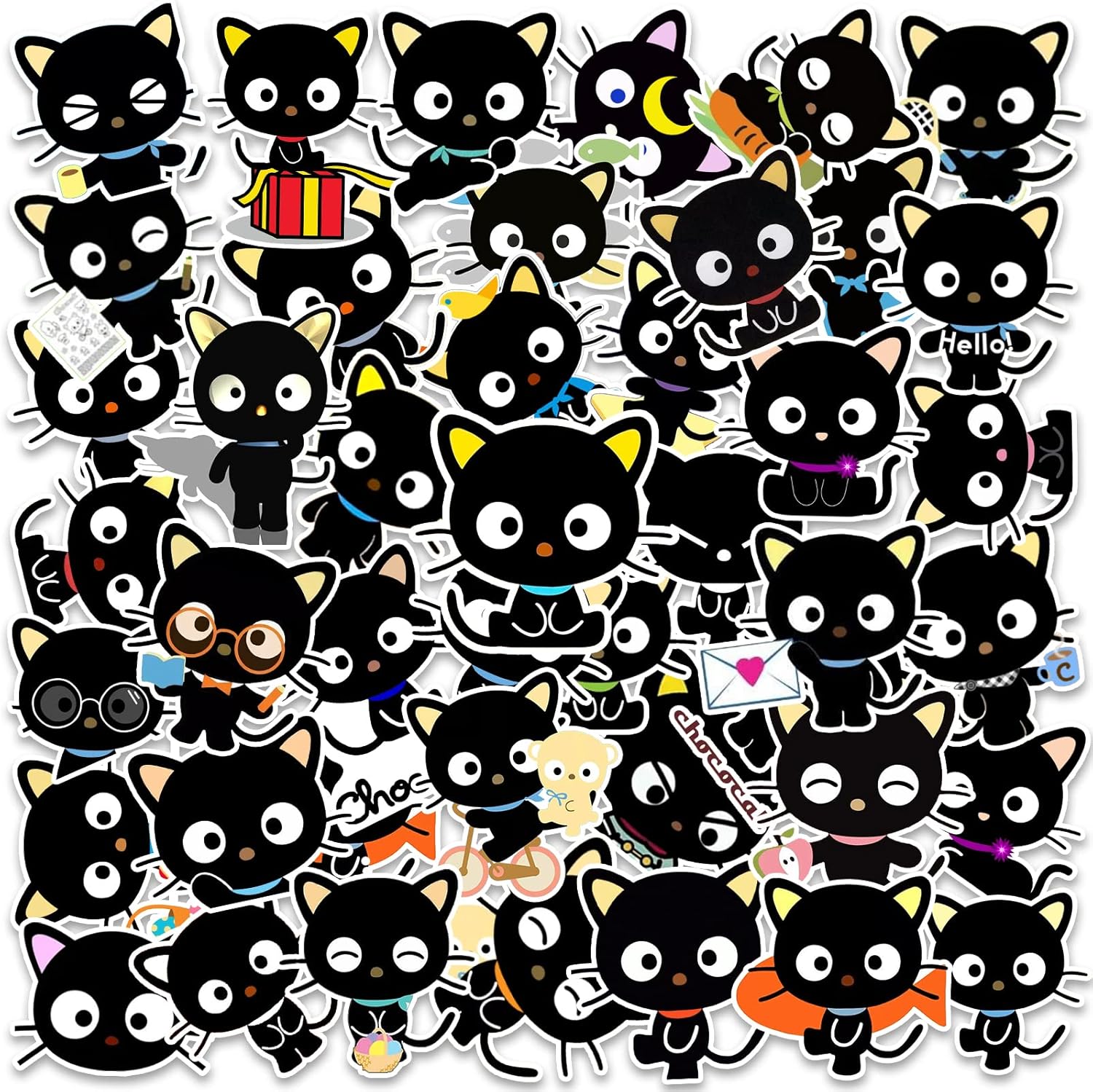 44 calcomanías lindas Kawaii de anime japonés para niños y adultos, suministros de decoración de fiesta de cumpleaños