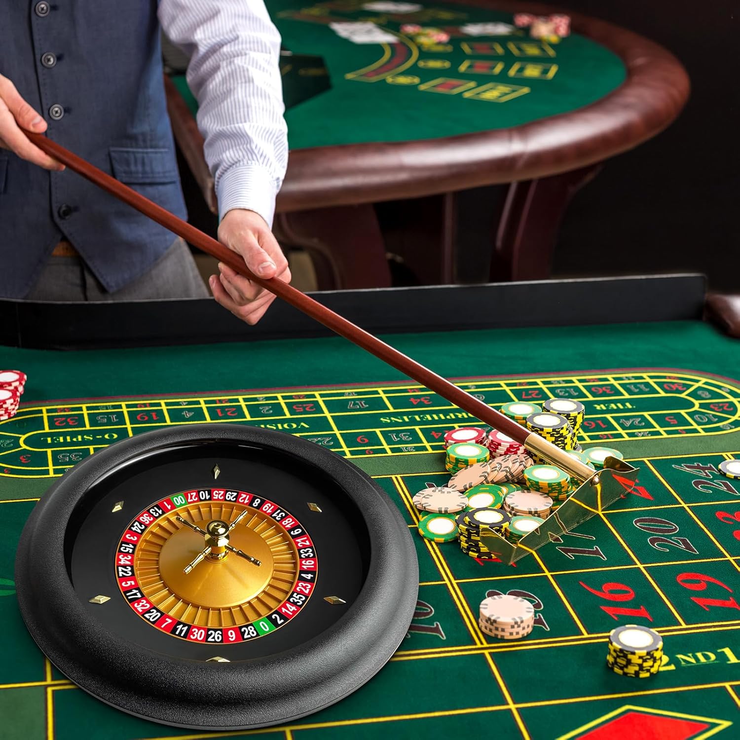 Leyndo Juego de ruleta profesional ABS de 18 pulgadas, juego de ruleta de grado casino con rueda de ruleta de doble diseño cero con 2 bolas de