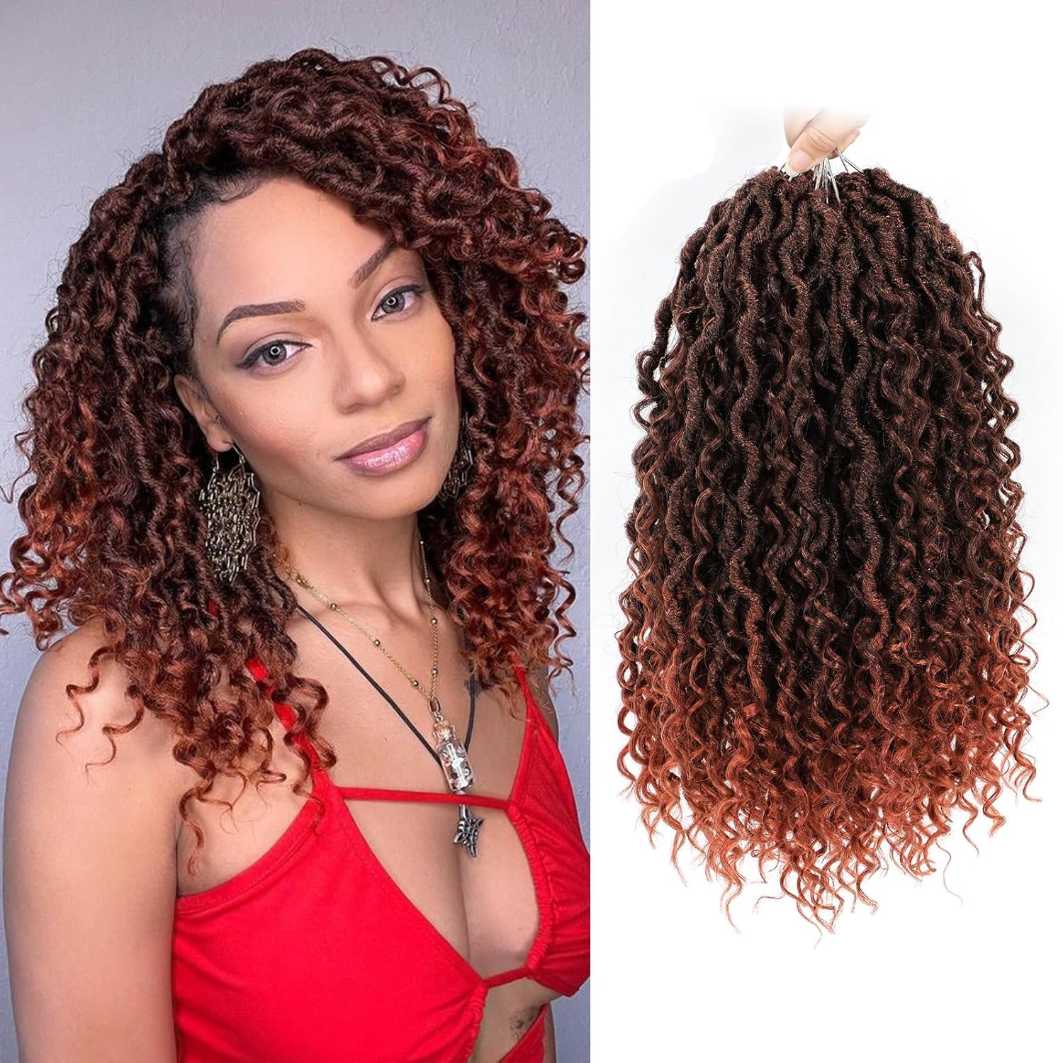 Wodun Goddess Locs – Cabello de ganchillo de 14 pulgadas, 8 paquetes de cabello sintético de ganchillo, cabello de ganchillo previamente enrollado