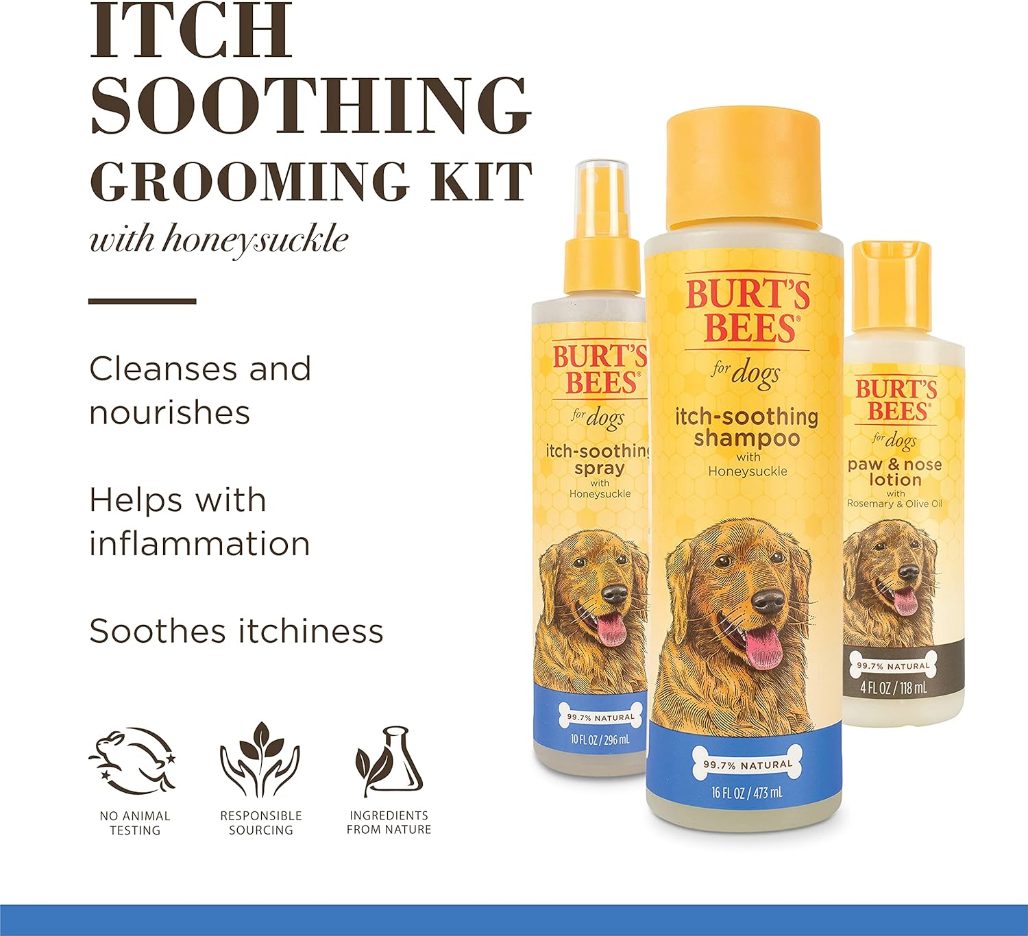 Burt’s Bees Bundle Kit de aseo calmante para la picazón, incluye champú natural calmante para la picazón y spray calmante para la picazón con