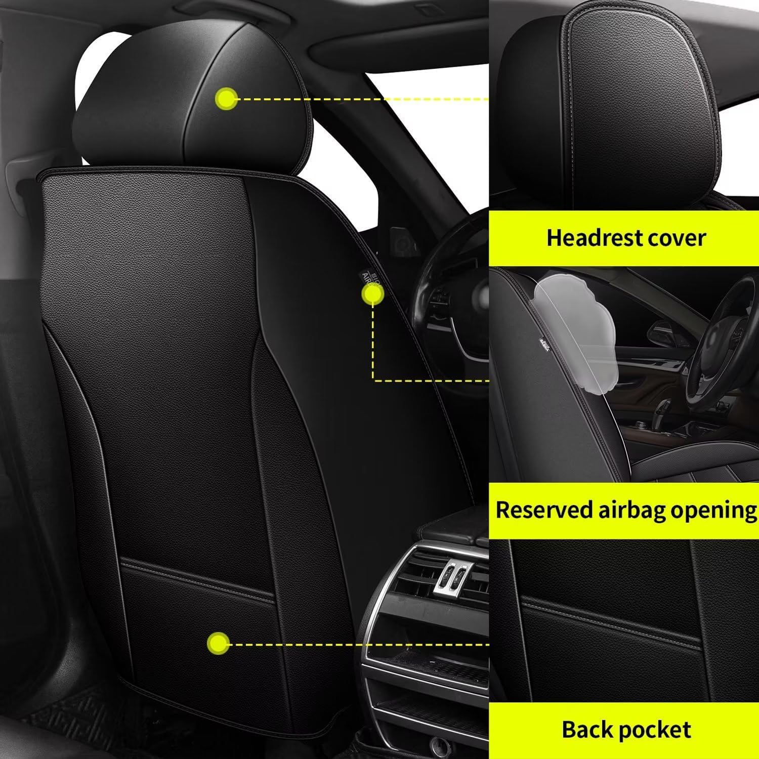 Fundas de asiento de automóvil para Mazda CX5 2013-2024, juego completo de fundas de asiento de automóvil de piel sintética con compatible con bolsa