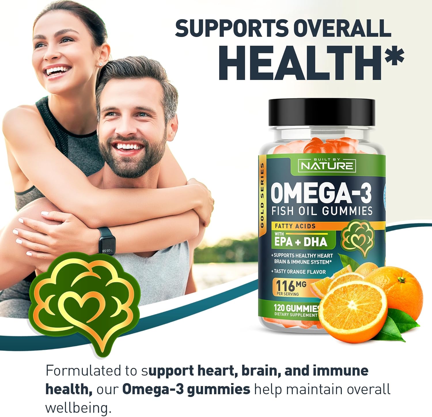 Gomitas de aceite de pescado Omega 3 con EPA y DHA de Wild Fish – Gomitas de aceite de pescado Omega 3 de triple fuerza, apoya la salud del corazón,