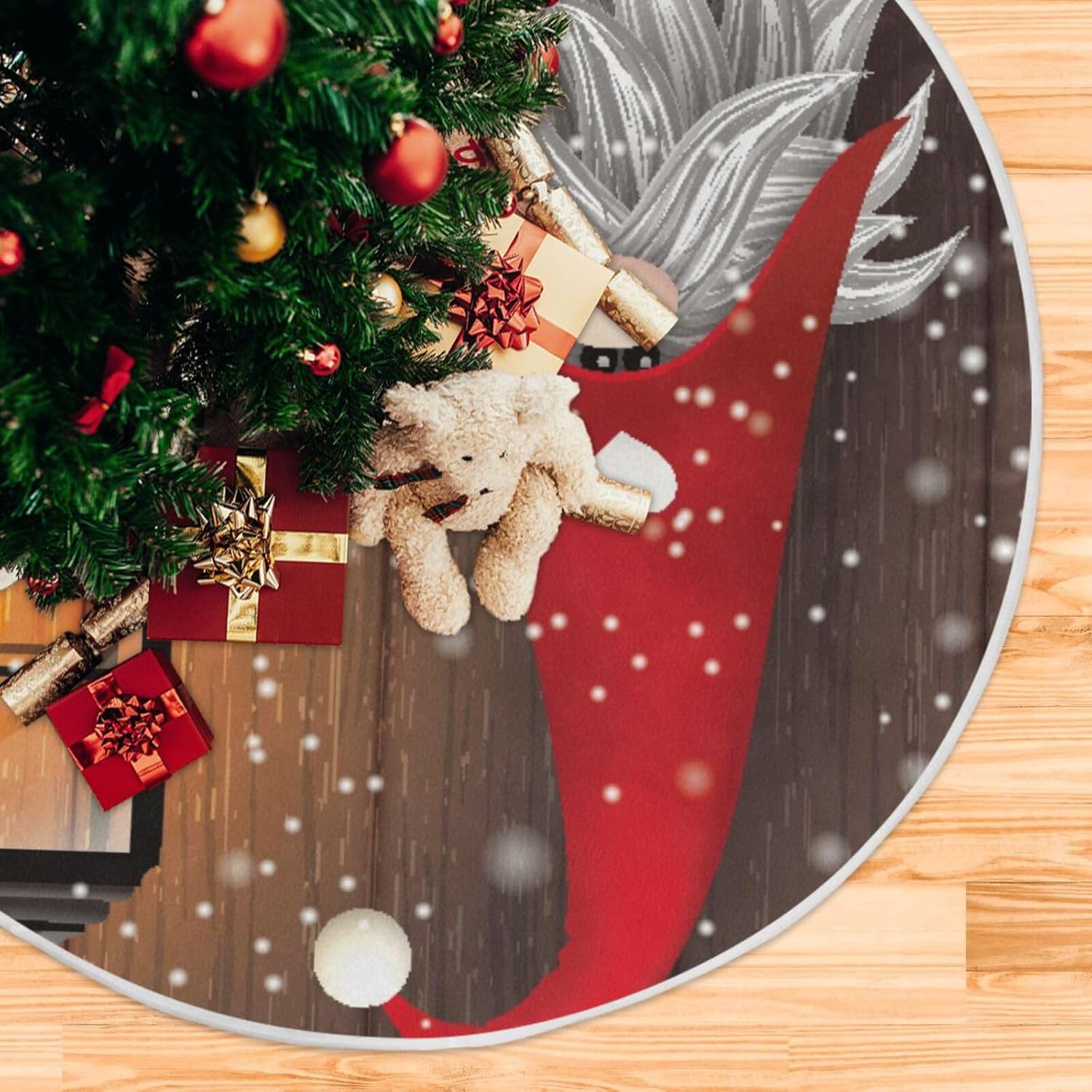 Nisser Norway – Falda de base de árbol de Dinamarca, falda suave para árbol de Navidad, decoración de árboles de Navidad, falda pequeña para árbol