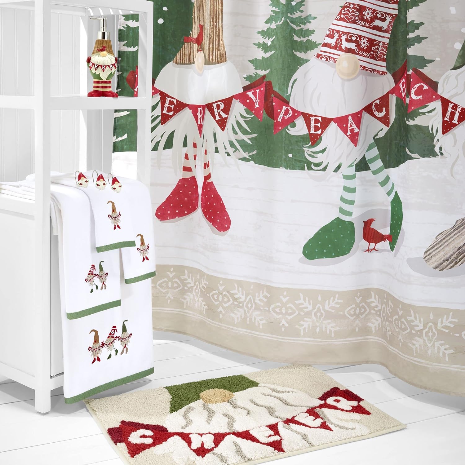 Avanti Linens – Toalla de baño, 100% algodón, decoración navideña (Merry Gnome)