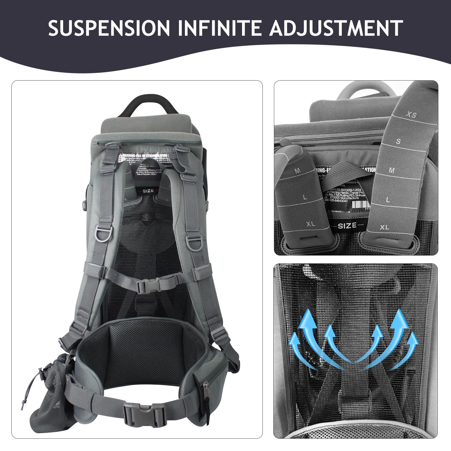 WIPHA Mochila portadora de bebé de senderismo, mochila portabebés con toldo solar, mochila de senderismo segura y ligera para niños pequeños con