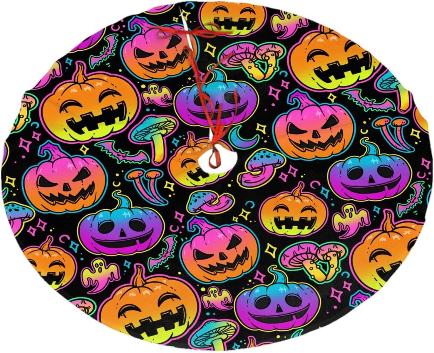 Falda de árbol de Halloween de 30 pulgadas para Halloween, calabaza, murciélago, tapete para Halloween, Navidad, fiesta, fiesta, decoración de