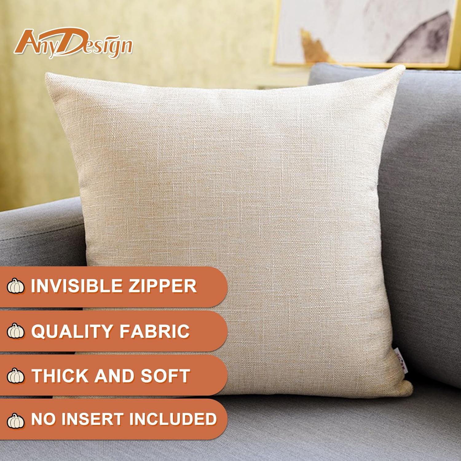 AnyDesign – Fundas de almohada de otoño con diseño de calabaza, funda de cojín decorativa para cosecha, granja, Acción de Gracias, hogar, oficina,