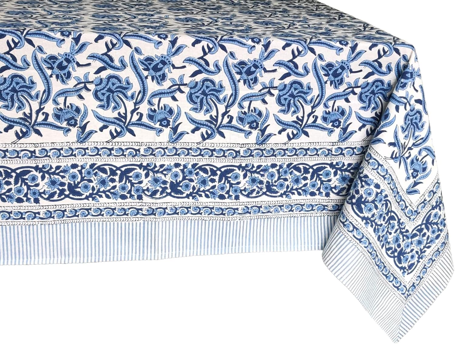 ATOSII – Mantel ‘Midnight Bloom’ 100% algodón, mantel de lino estampado a mano para cocina, mesa de comedor, mesa, fiestas, boda, primaveraverano