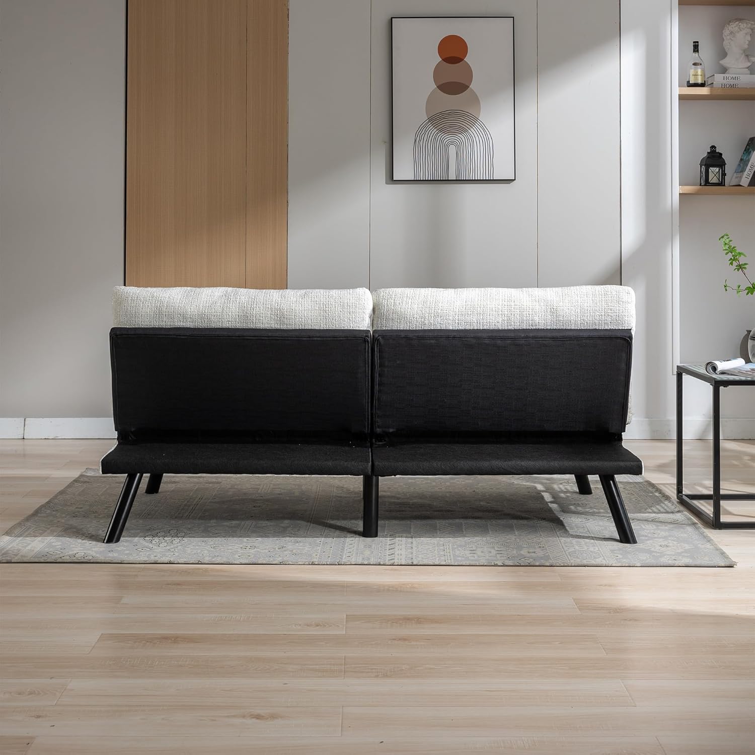 Anwick Sofá cama convertible ajustable, sofá biplaza futón con chenilla transpirable, patas de metal y salón ajustable, perfecto para espacios de