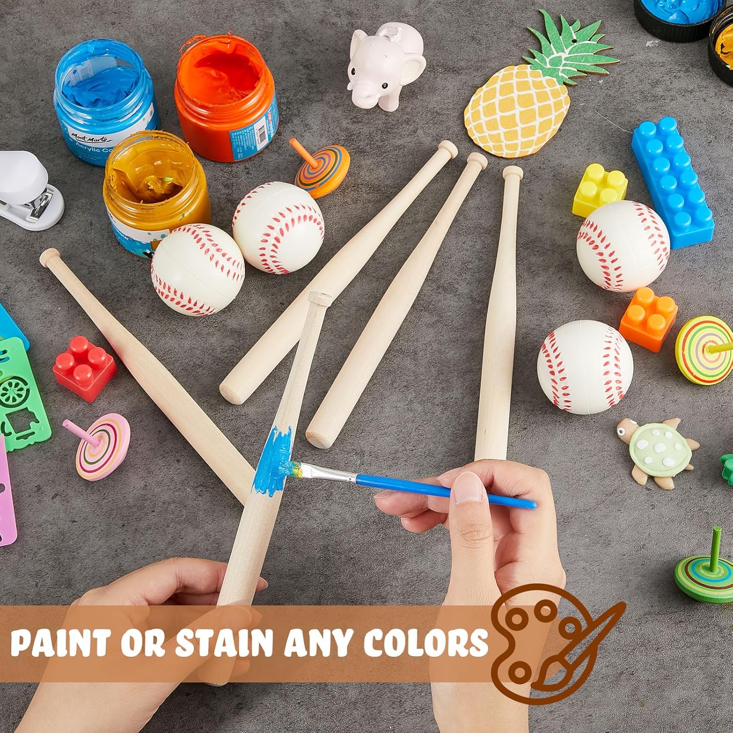 Libima 36 Pcs Mini Baseball Bats Mini Foam Sports Balls 8″ Unfinished Wood Baseball Bats 2″ Foam Baseballs Small Baseball Bats Baseball Party Favors